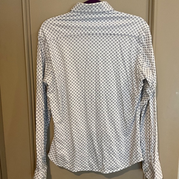 Stone Rose Long Sleeve Button Down 100% Cotton Shirt Size 2 Small Blue White - Picture 2 of 11